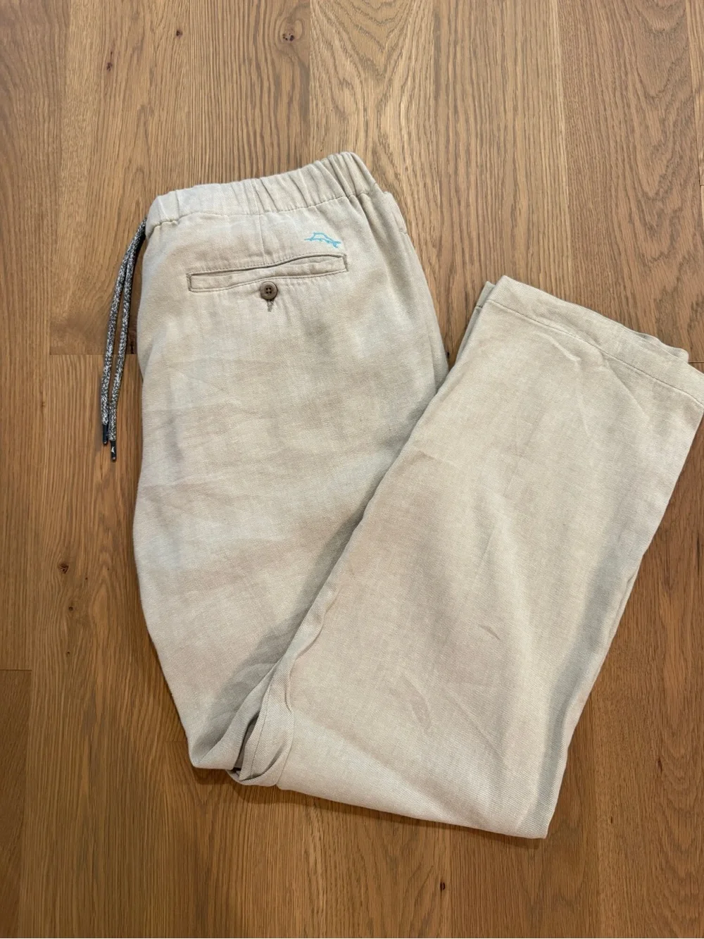 Tommy Bahama Beach Linen Pants Men XL Stone Khaki Linen Blend Drawstring
